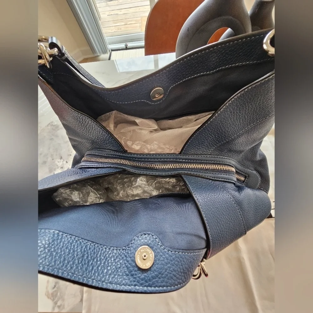 Coach Lexy F28997 Tote‎ Bag Leather Navy Blue